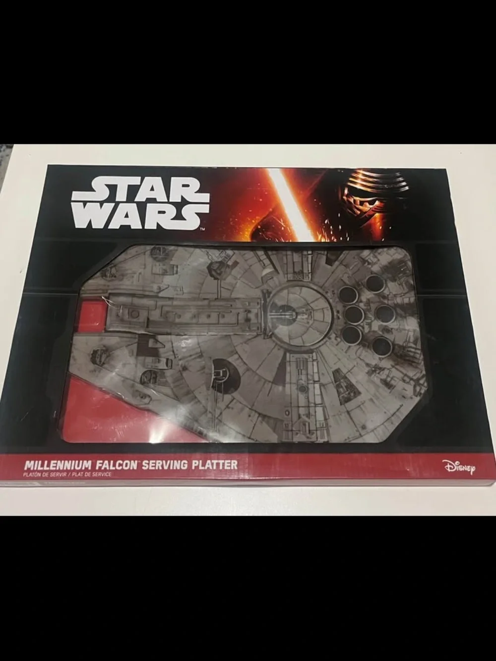 NWT Star Wars Millennium Falcon Platter in Gray with Red Accents